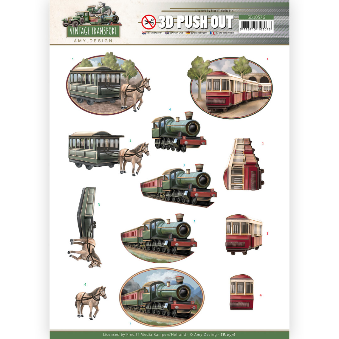 3D Push Out - Amy Design - Vintage Transport - Train 3D Push Out - Amy Design - Vintage Transport - Train