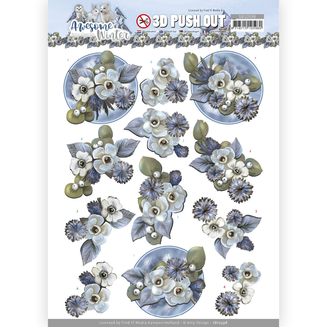 3D Push Out - Amy Design - Awesome Winter - Winter Flowers 3D Push Out - Amy Design - Awesome Winter - Winter Flowers