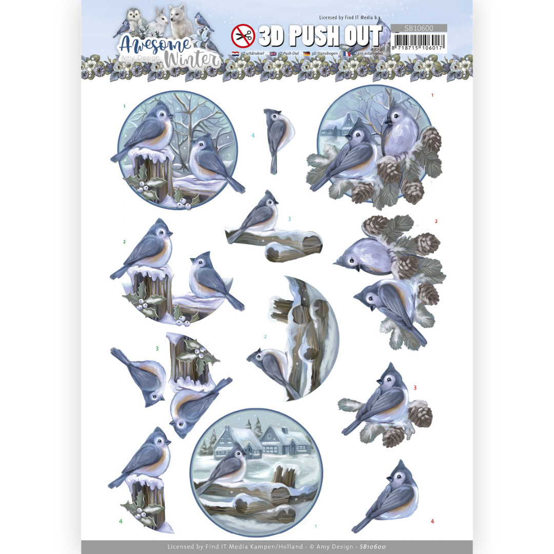 3D Push Out - Amy Design - Awesome Winter - Winter Birds 3D Push Out - Amy Design - Awesome Winter - Winter Birds