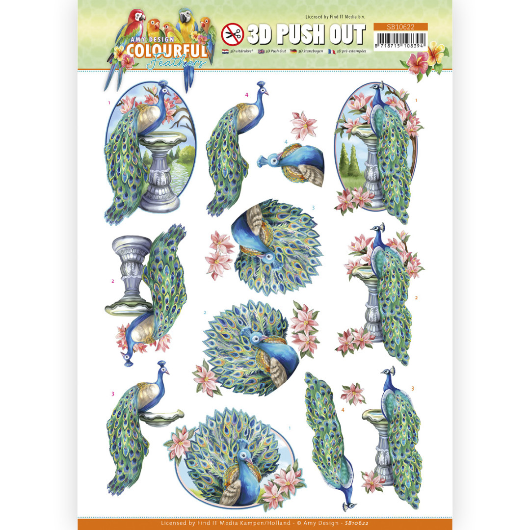 3D Push Out - Amy Design - Colourful Feathers 3D Push Out - Amy Design - Colourful Feathers