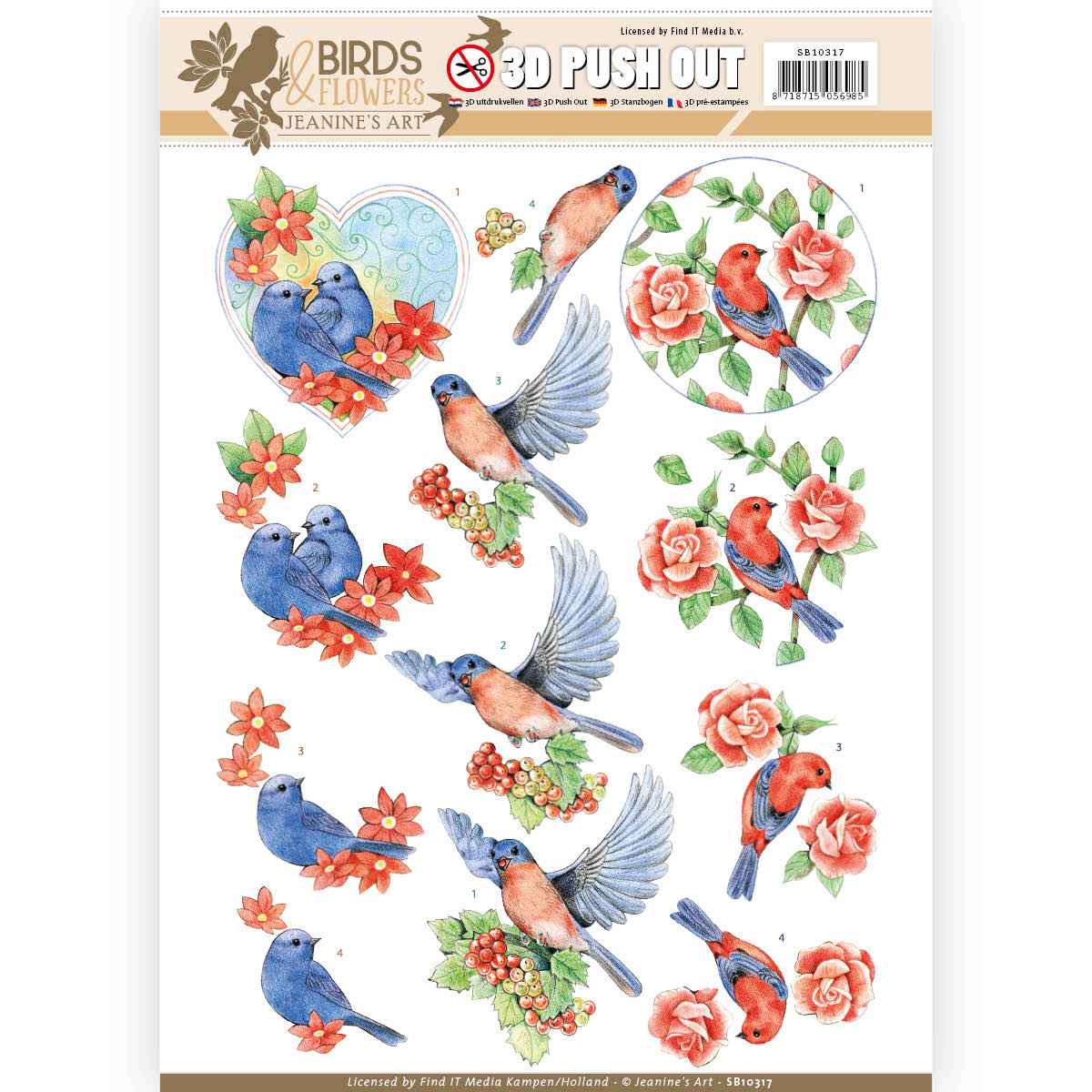 Blue Birds - Birds and Flowers 3D-Push-Out Jeanine's Art Blue Birds - Birds and Flowers 3D-Push-Out Jeanine's Art