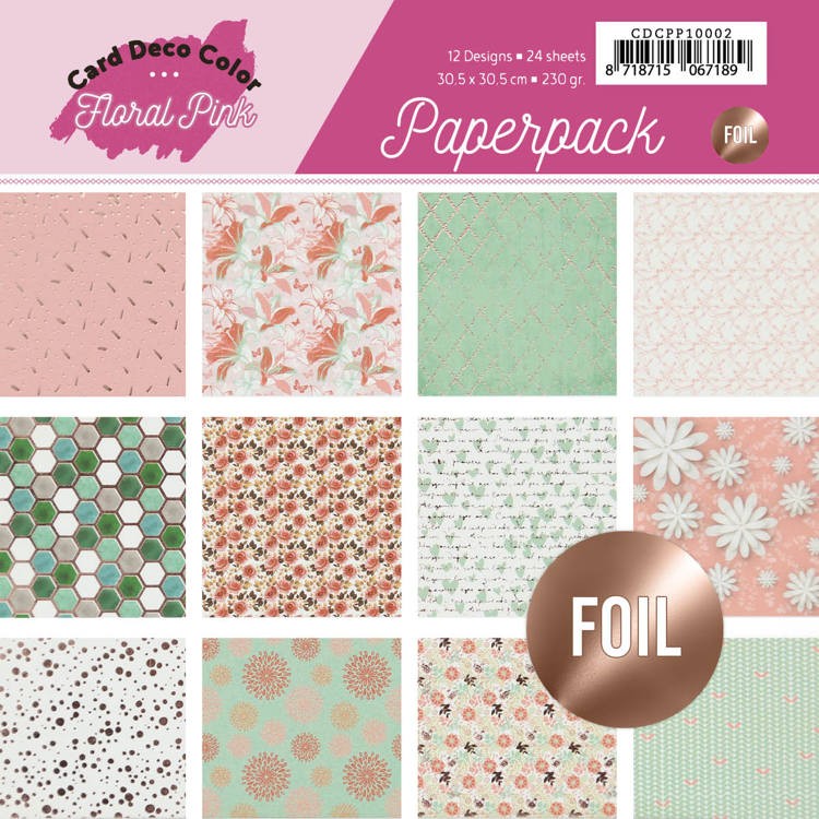 Scrap Folie Paperpack - Floral Pink van Card Deco Color 30.5 x 30.5 Scrap Folie Paperpack - Floral Pink van Card Deco Color 30.5 x 30.5
