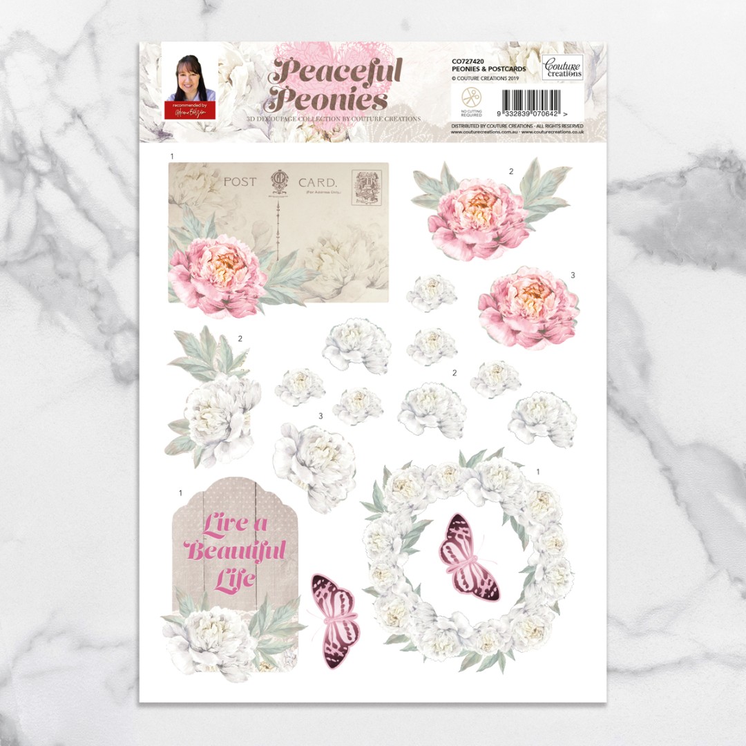 Pioenrozen & Postkaart A4 3D-knipvel Peaceful Peonies Pioenrozen & Postkaart A4 3D-knipvel Peaceful Peonies