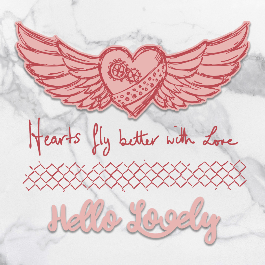 Hearts Fly (6pc) Stamp & Die Set - Steampunk Dreams Hearts Fly (6pc) Stamp & Die Set - Steampunk Dreams