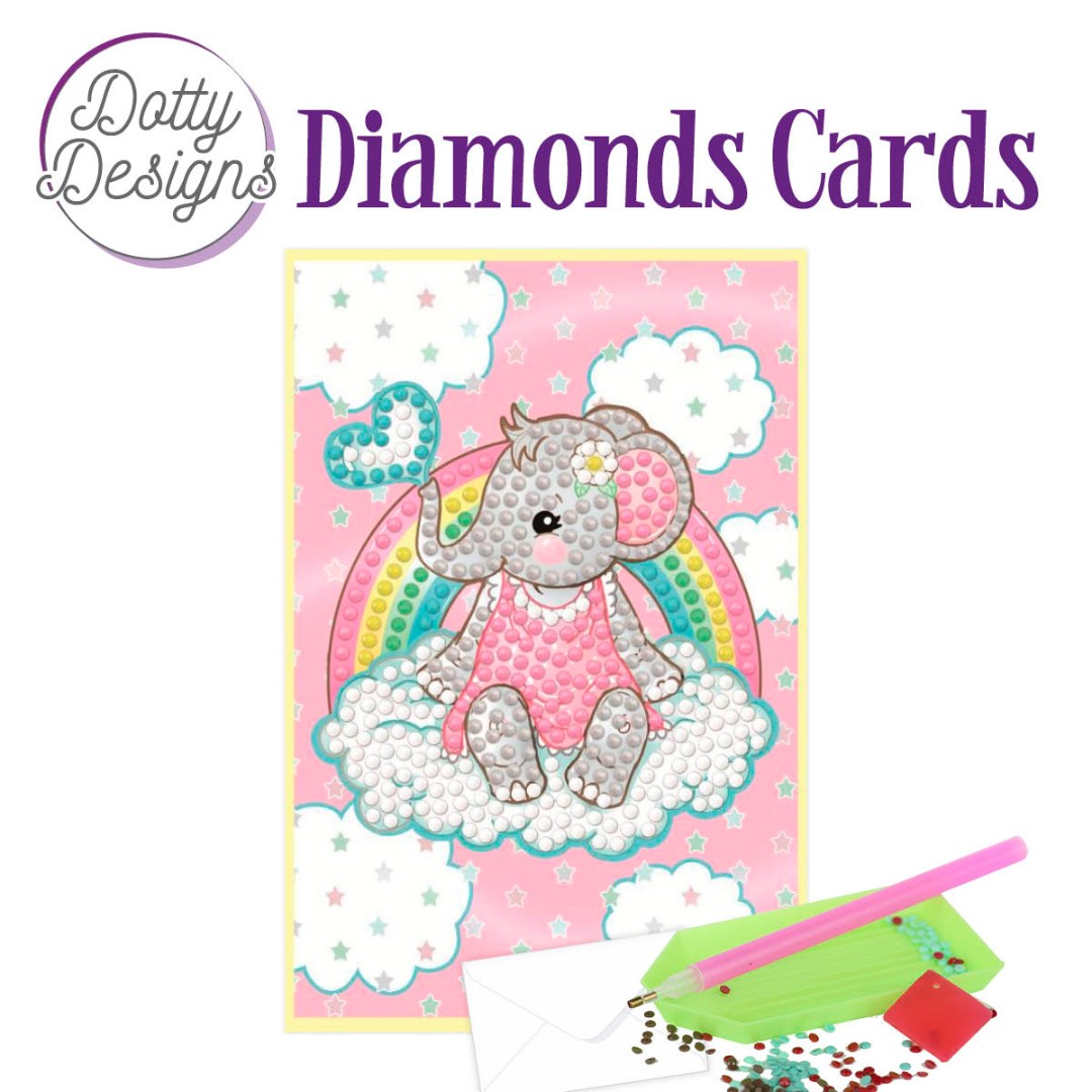Pink Baby Elephant Diamonds Cards by Dotty Designs Pink Baby Elephant Diamonds Cards by Dotty Designs