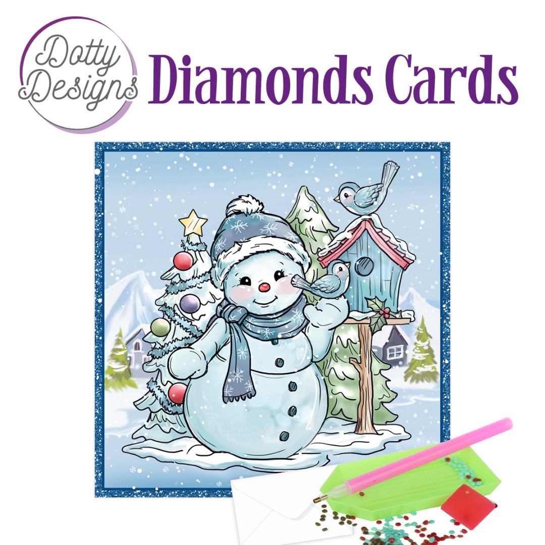 Dotty Designs Diamond Cards - Snowman with Birds Dotty Designs Diamond Cards - Snowman with Birds