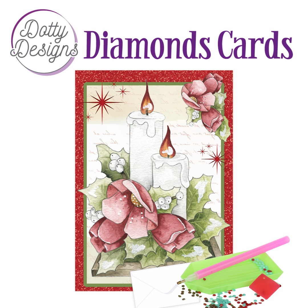 Dotty Designs Diamond Cards - Candles and Red Flowers Dotty Designs Diamond Cards - Candles and Red Flowers