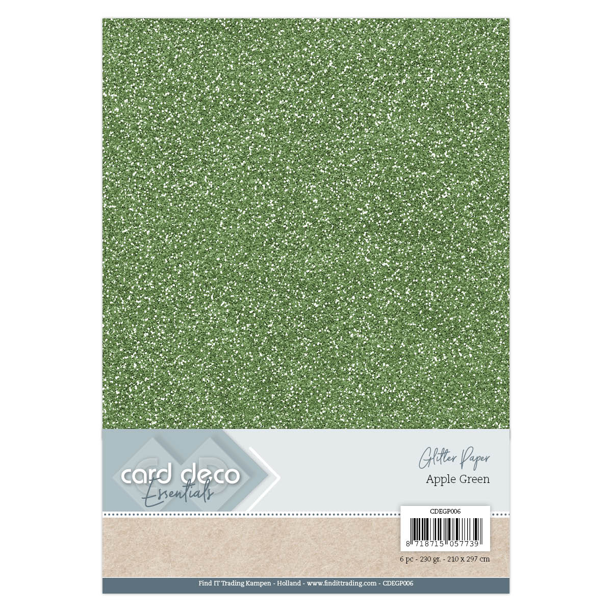 A4 Appelgroen Glitterpapier A4 Appelgroen Glitterpapier