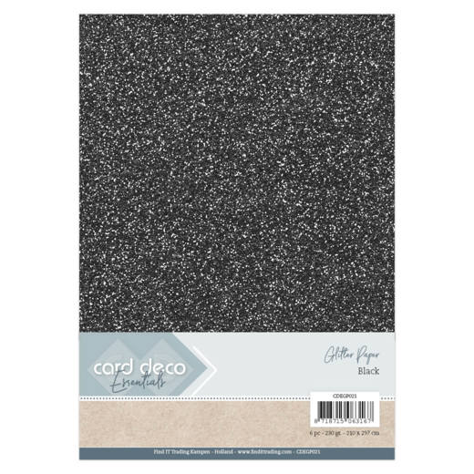 A4 Zwart Glitterpapier