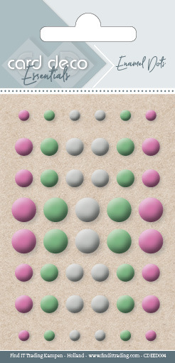 Card Deco Essentials Enamel Dots Matt Rose - Green - White