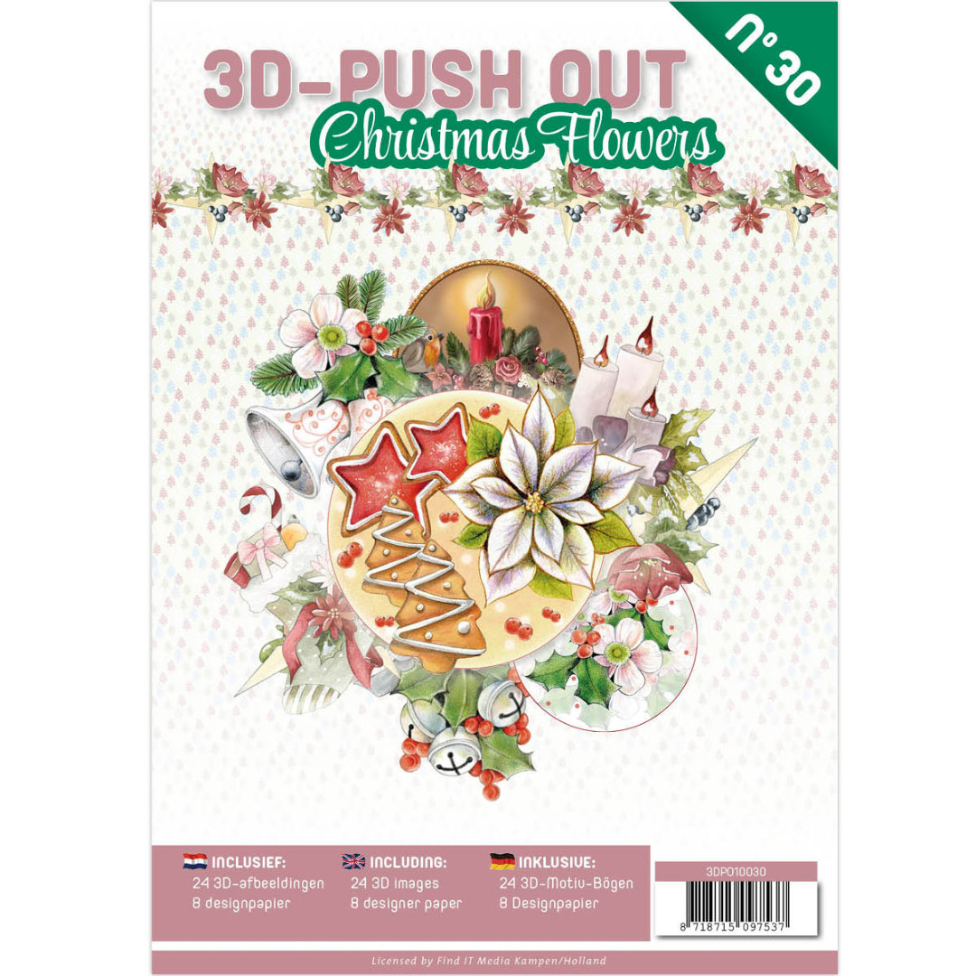 3D Push Out book 30 - Christmas Flowers 3D Push Out book 30 - Christmas Flowers