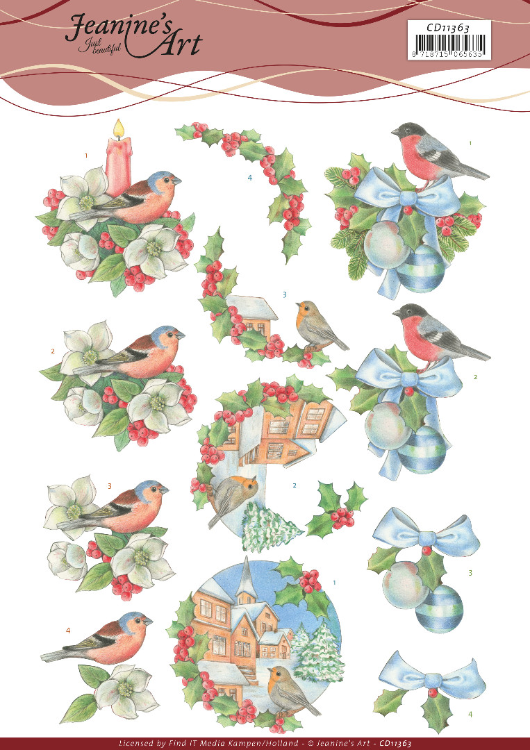Christmas Birds 3D Cutting Sheet by Jeanine's Art Christmas Birds 3D Cutting Sheet by Jeanine's Art