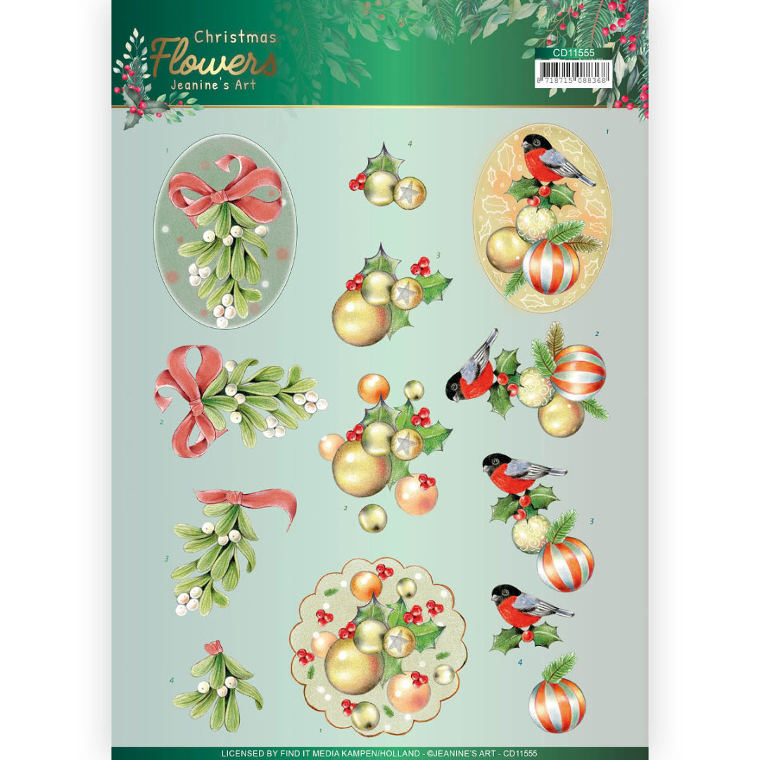 Mistle Toe Christmas Flowers 3D Cutting Sheet  by Jeanine's Art