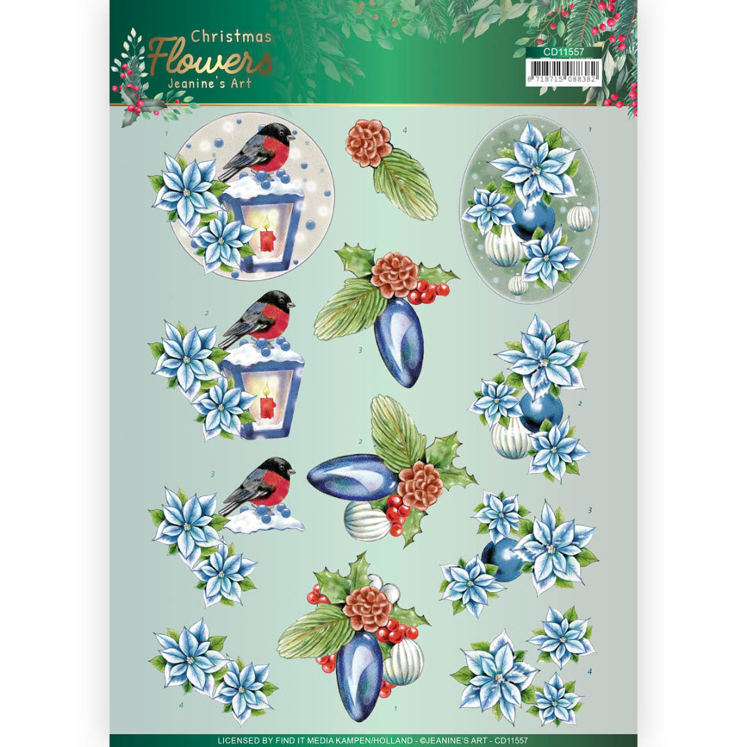 Christmas Lantern - Christmas Flowers 3D Cutting Sheet by Jeanine's Art Christmas Lantern - Christmas Flowers 3D Cutting Sheet by Jeanine's Art