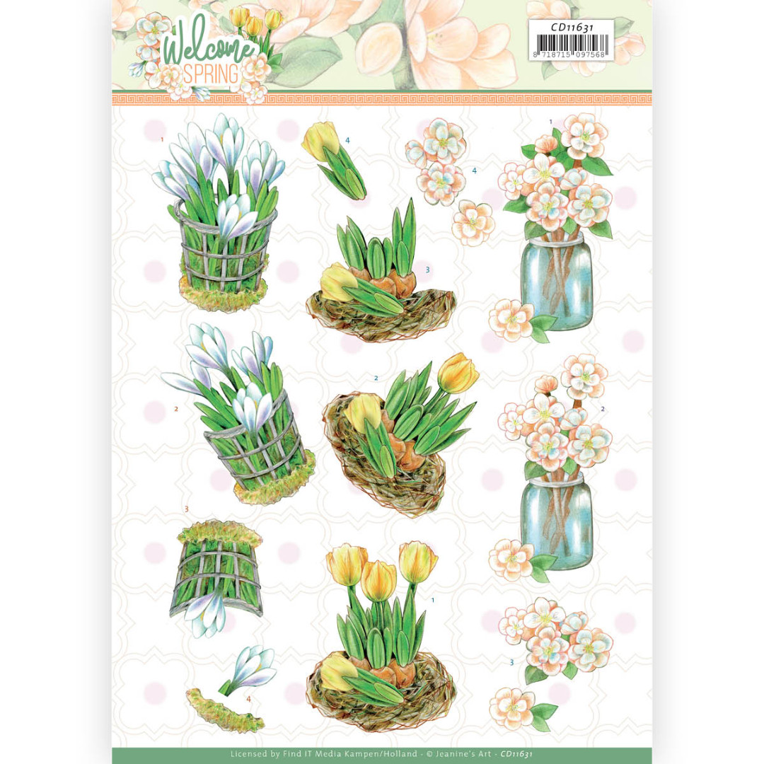 Yellow Tulips - Welcome Spring 3D Cutting Sheet by Jeanine's Art Yellow Tulips - Welcome Spring 3D Cutting Sheet by Jeanine's Art