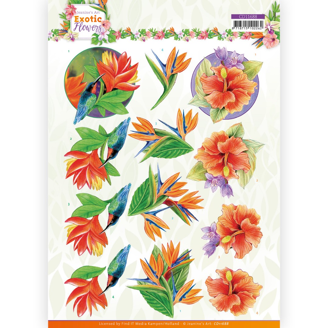 3D cutting sheet - Jeanine's Art - Exotic Flowers - Blue Flowers 3D cutting sheet - Jeanine's Art - Exotic Flowers - Blue Flowers