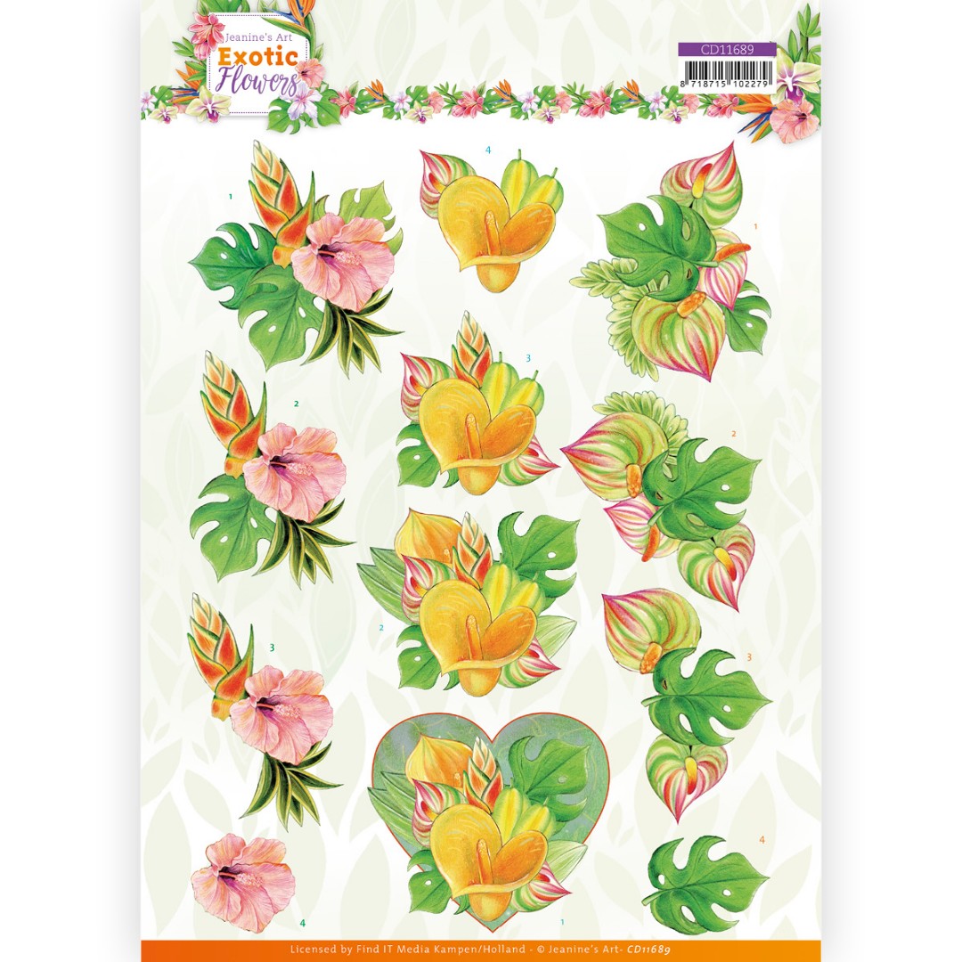 3D cutting sheet - Jeanine's Art - Exotic Flowers - Orange Flowers 3D cutting sheet - Jeanine's Art - Exotic Flowers - Orange Flowers