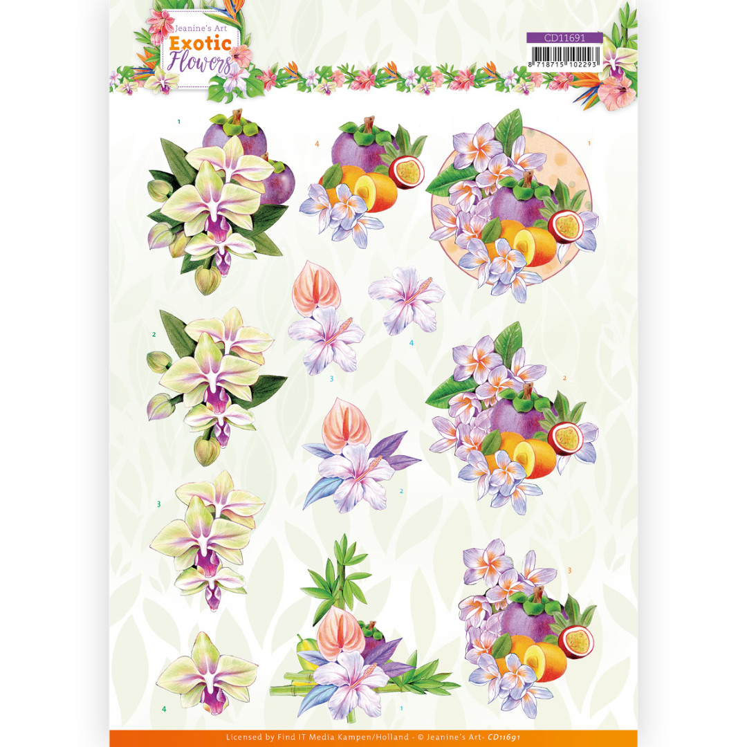 3D cutting sheet - Jeanine's Art - Exotic Flowers - Purple Flowers 3D cutting sheet - Jeanine's Art - Exotic Flowers - Purple Flowers