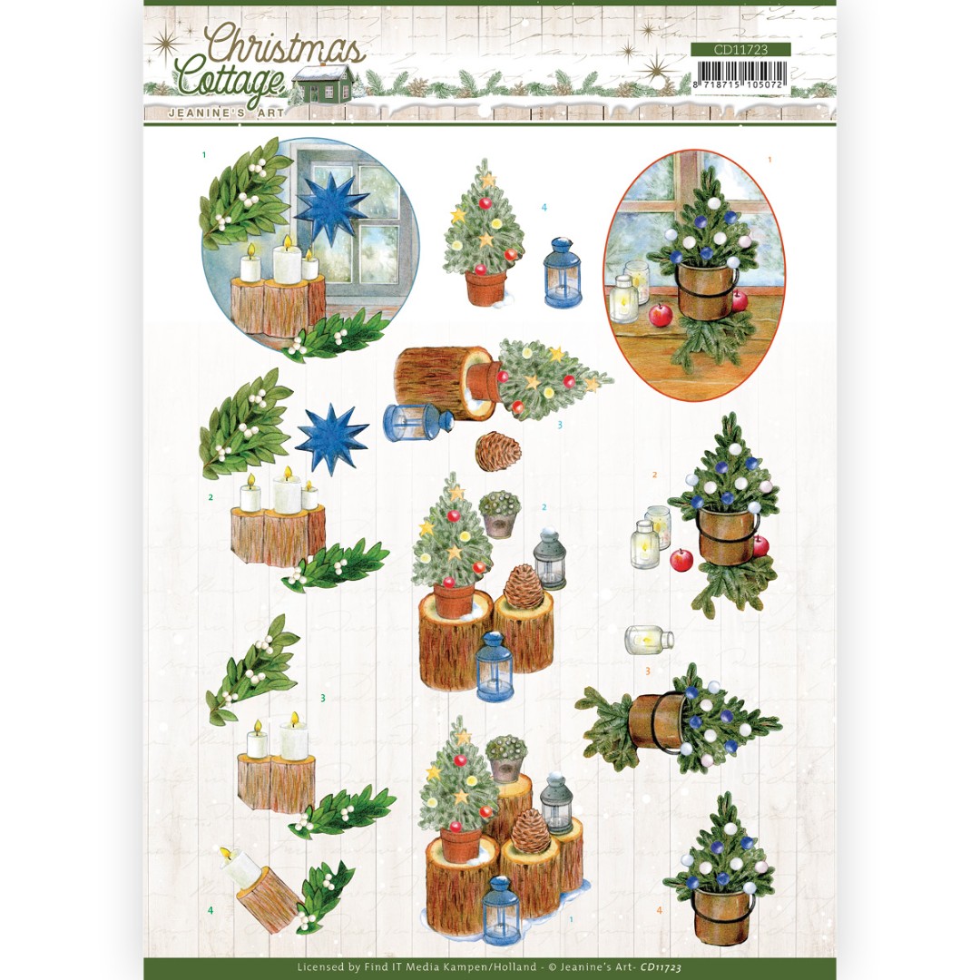 3D Cutting Sheet - Jeanine's Art - Christmas Cottage - Blue Decorations 3D Cutting Sheet - Jeanine's Art - Christmas Cottage - Blue Decorations