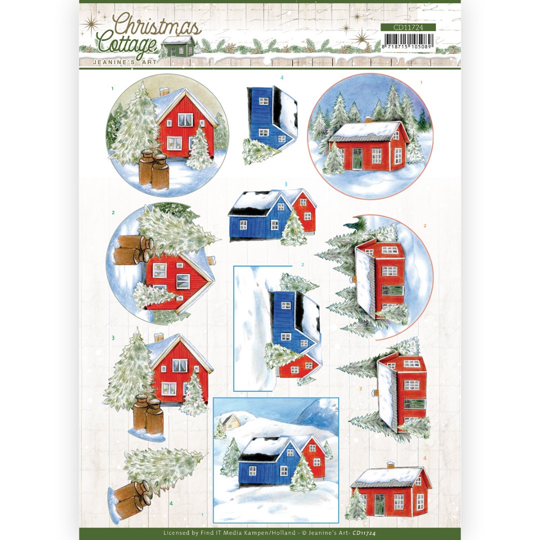 3D Cutting Sheet - Jeanine's Art - Christmas Cottage - Winter Cottage 3D Cutting Sheet - Jeanine's Art - Christmas Cottage - Winter Cottage