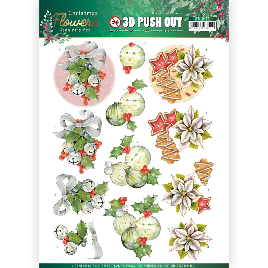 Christmas Bells - Christmas Bells Christmas Flowers 3D-Push-Out Sheet by Jeanine's Art Christmas Bells - Christmas Bells Christmas Flowers 3D-Push-Out Sheet by Jeanine's Art
