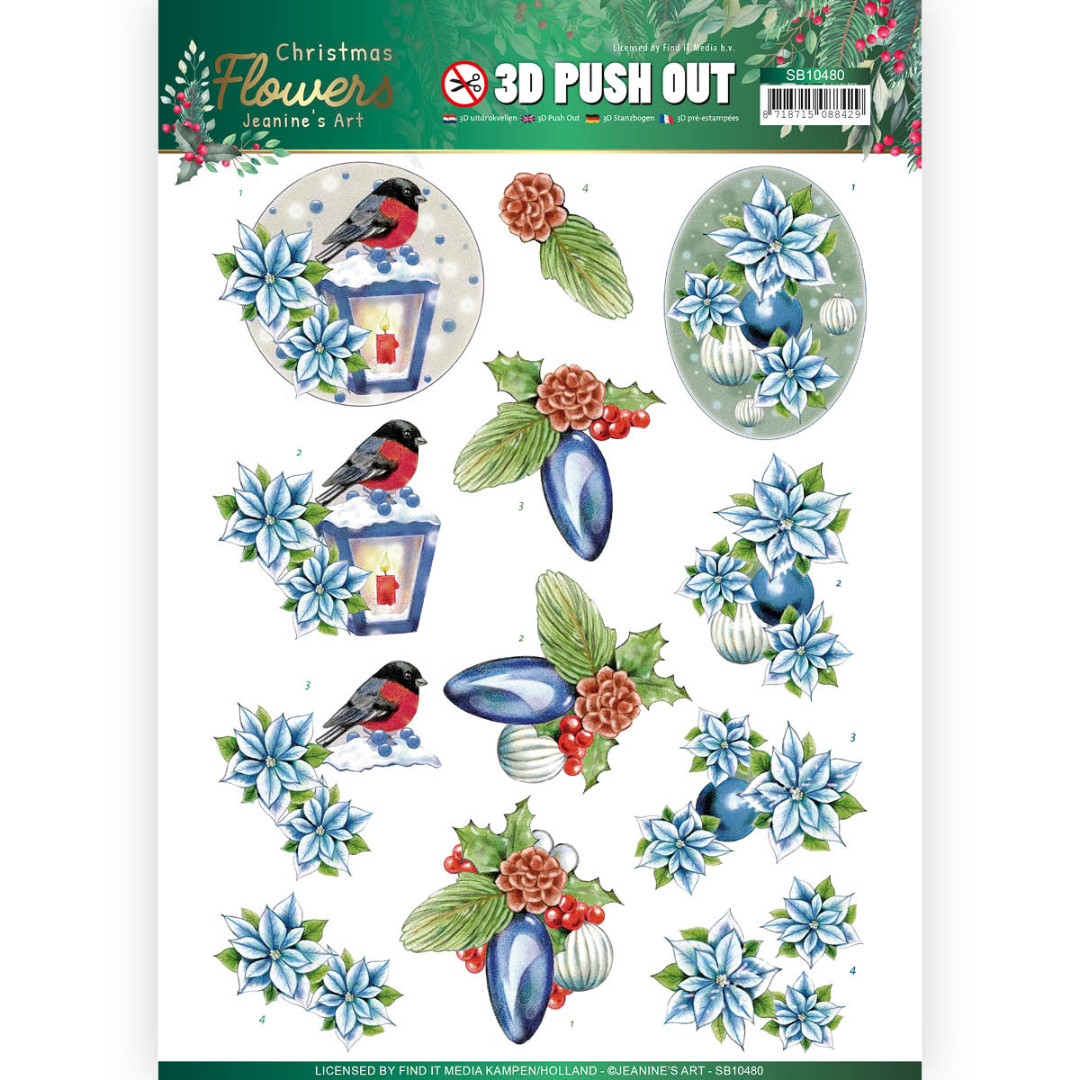 Christmas Lantern - Christmas Flowers 3D-Push-Out Sheet by Jeanine's Art Christmas Lantern - Christmas Flowers 3D-Push-Out Sheet by Jeanine's Art