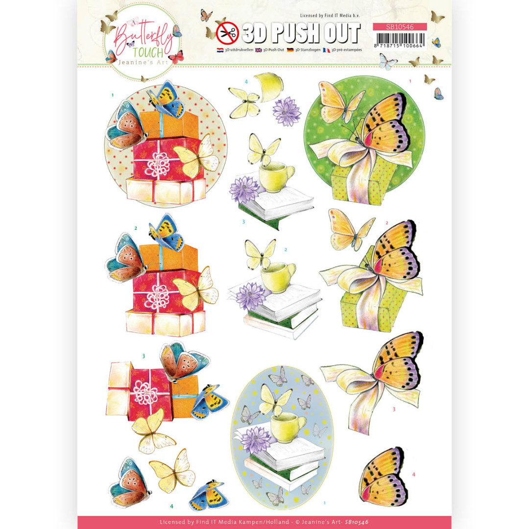 3D Push Out - Jeanine's Art - Butterfly Touch - Yellow Butterfly
