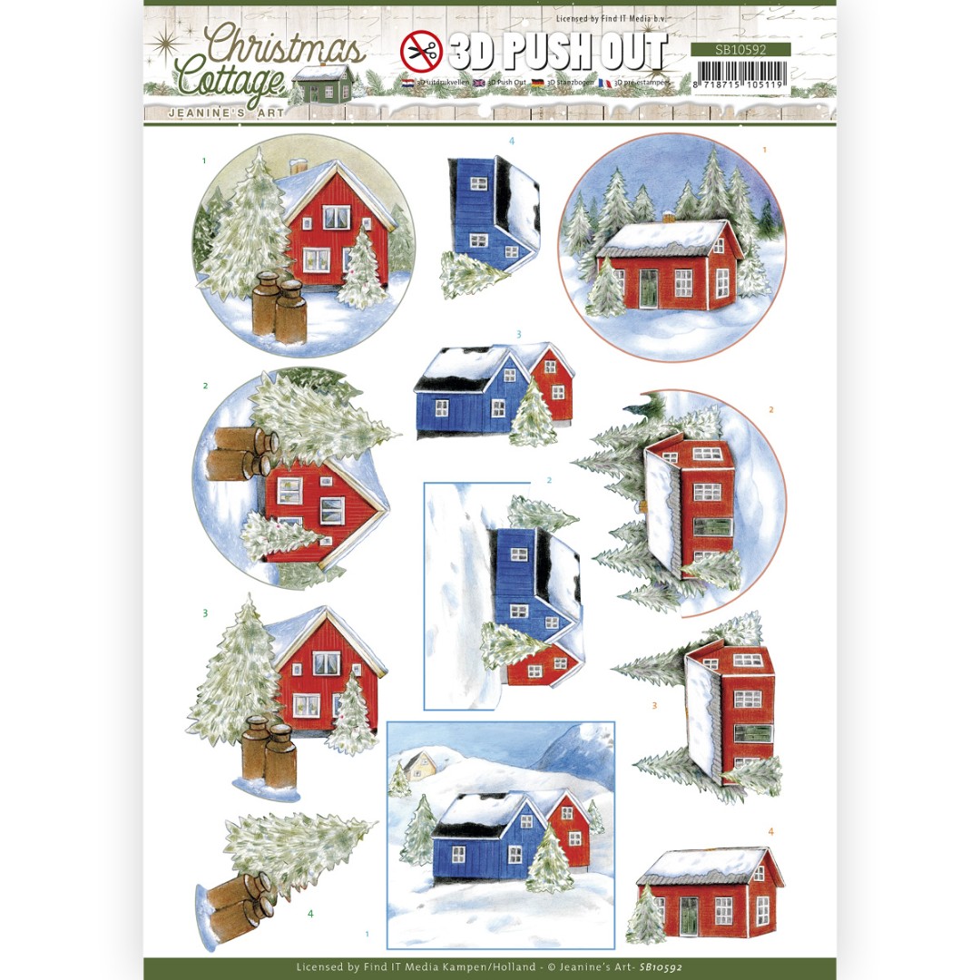 3D Push Out - Jeanine's Art - Christmas Cottage - Winter Cottage