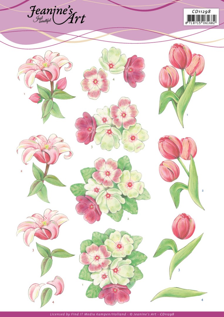 Red Flowers 3D Cutting Sheet Jeanine`s Art Red Flowers 3D Cutting Sheet Jeanine`s Art