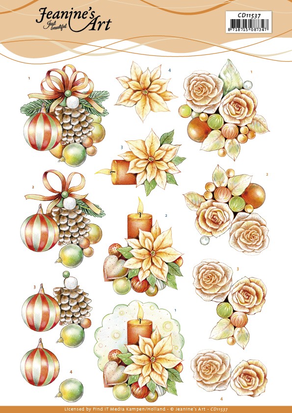 3D Cutting Sheet - Jeanine's Art - Salmon Christmas Baubles 3D Cutting Sheet - Jeanine's Art - Salmon Christmas Baubles