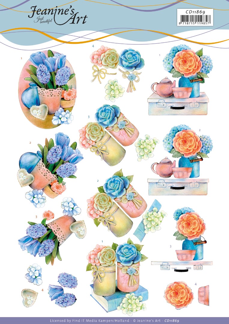 Blue Flowers Cutting Sheet, Jeanines Art Blue Flowers Cutting Sheet, Jeanines Art