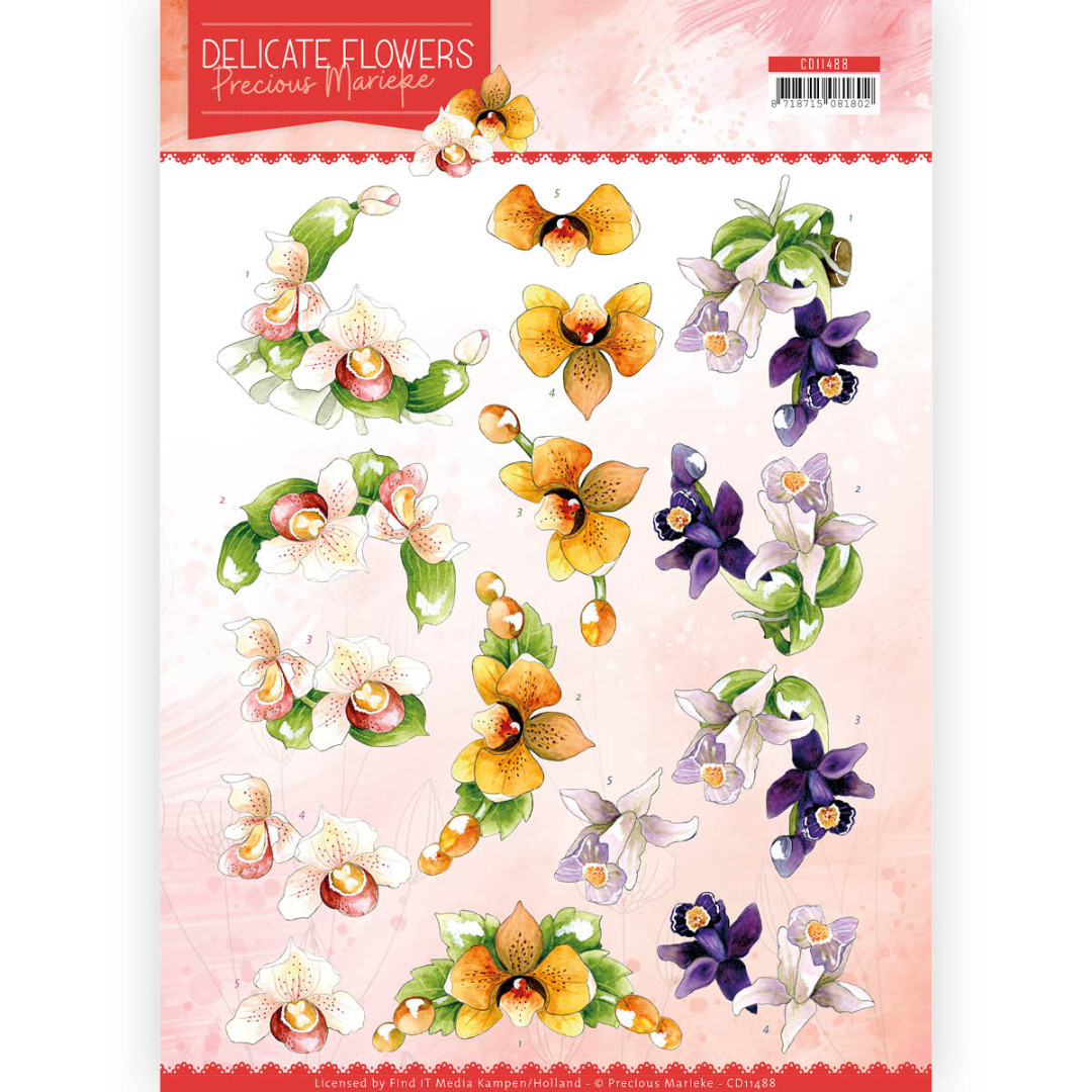 Orchid Delicate Flowers 3D Cutting Sheet by Precious Marieke Orchid Delicate Flowers 3D Cutting Sheet by Precious Marieke