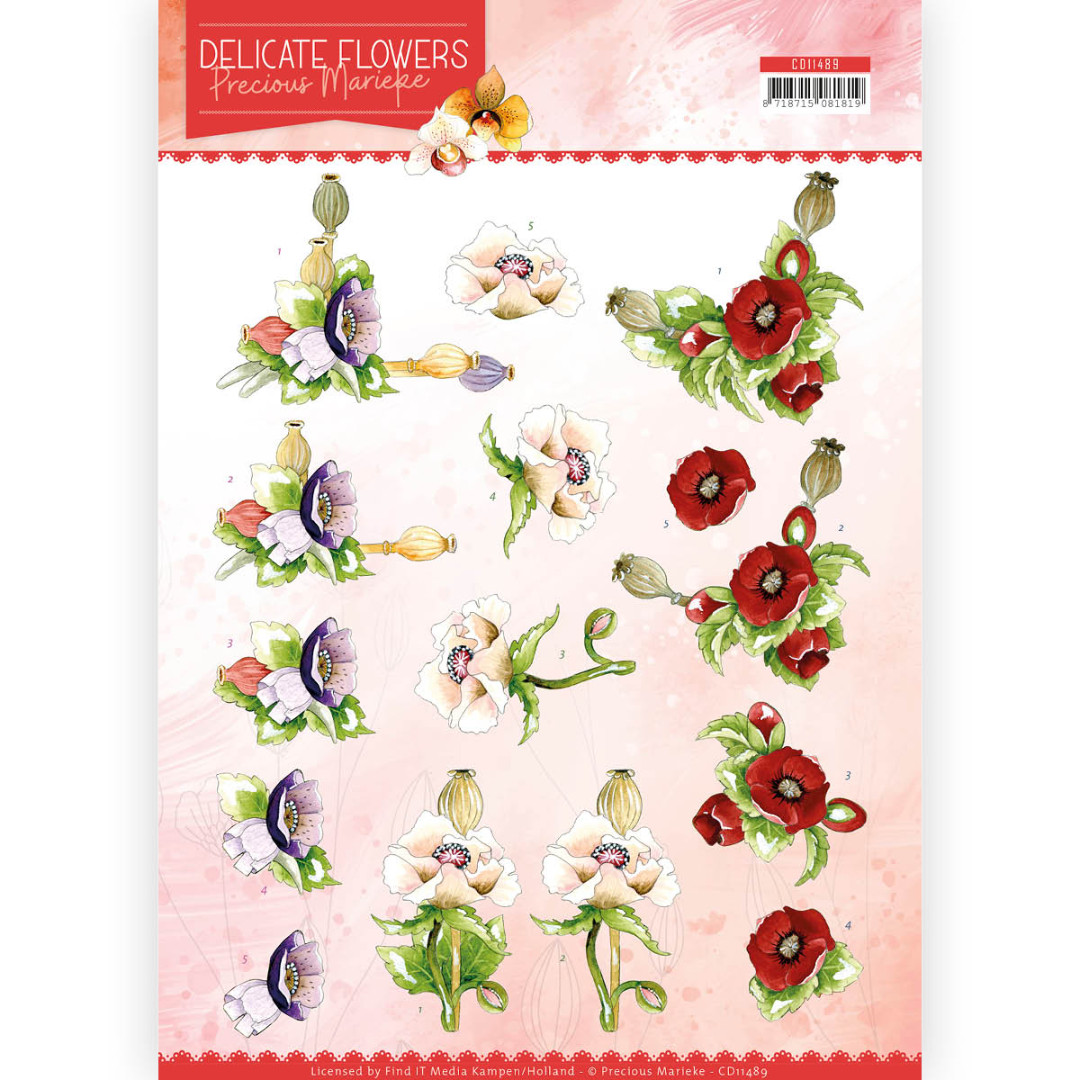 Poppy Delicate Flowers 3D Cutting Sheet by Precious Marieke Poppy Delicate Flowers 3D Cutting Sheet by Precious Marieke