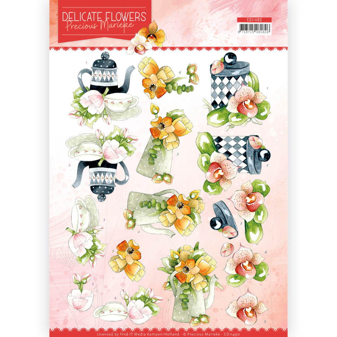 Teapot Delicate Flowers 3D Cutting Sheet by Precious Marieke Teapot Delicate Flowers 3D Cutting Sheet by Precious Marieke