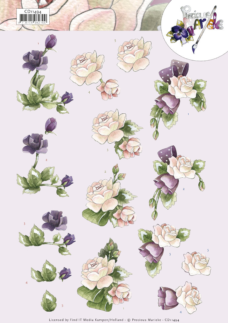 Purple Flowers 3D Cutting Sheet by Precious Marieke Purple Flowers 3D Cutting Sheet by Precious Marieke