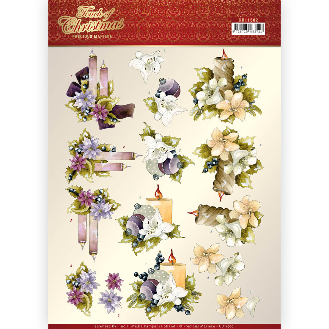 3D cutting sheet - Precious Marieke - Touch of Christmas - Candles 3D cutting sheet - Precious Marieke - Touch of Christmas - Candles