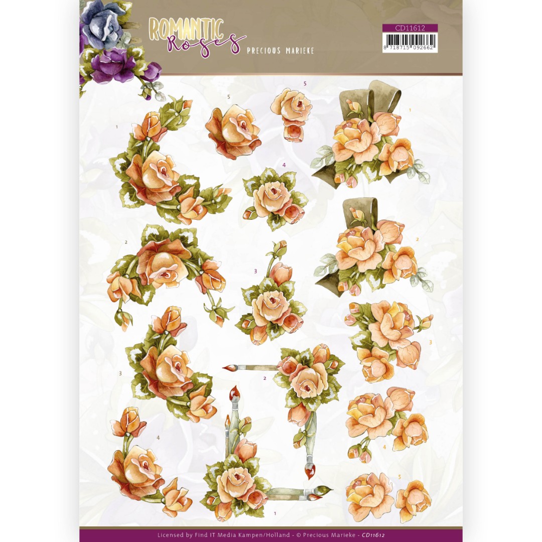 Orange Rose - Romantic Roses 3D Cutting Sheet by Precious Marieke Orange Rose - Romantic Roses 3D Cutting Sheet by Precious Marieke