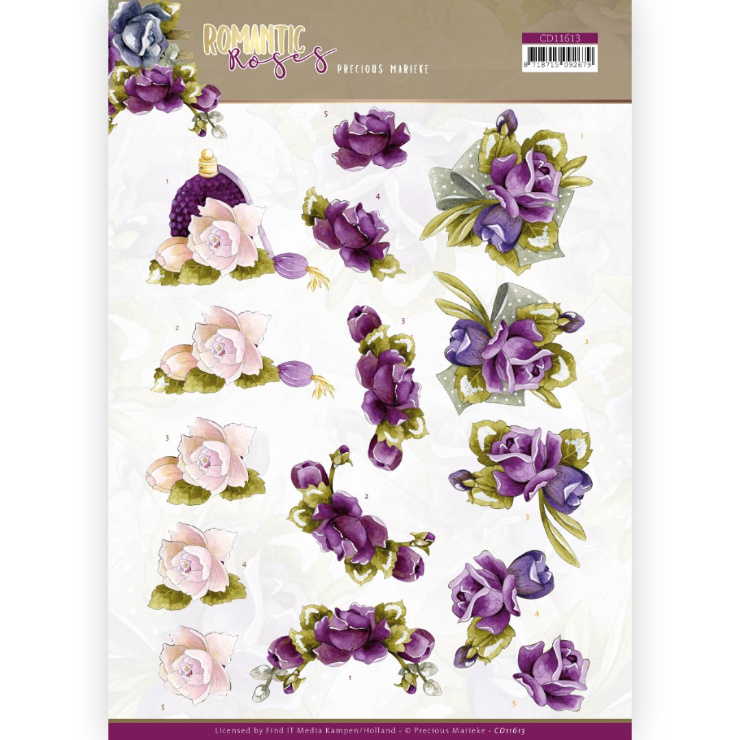 Purple Rose - Romantic Roses 3D Cutting Sheet by Precious Marieke Purple Rose - Romantic Roses 3D Cutting Sheet by Precious Marieke