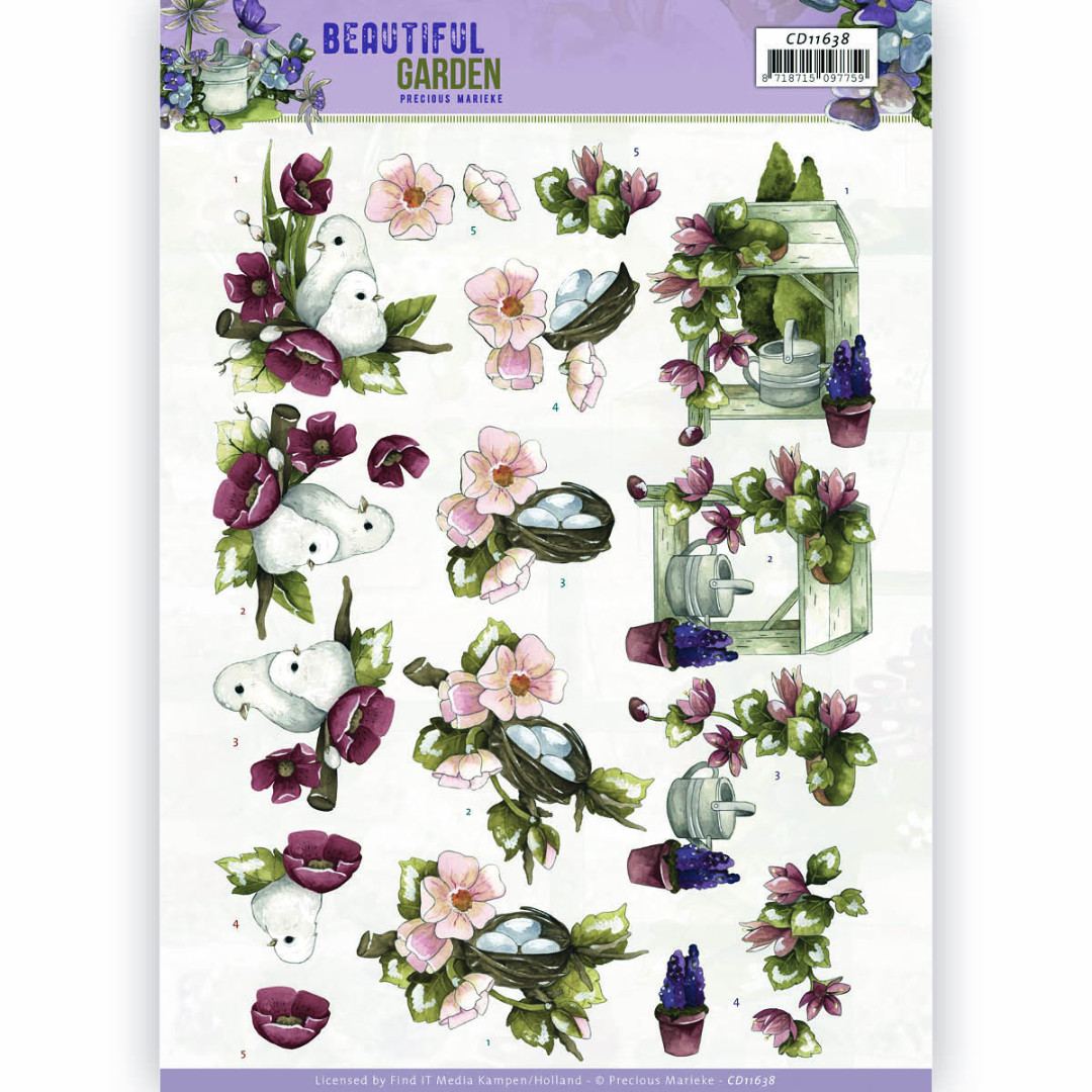 Pigeon Beautiful Garden 3D Cutting Sheet by Precious Marieke Pigeon Beautiful Garden 3D Cutting Sheet by Precious Marieke
