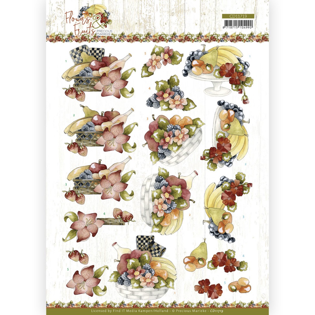 3D Cutting Sheet - Precious Marieke - Flowers and Fruits - Flowers and Bananas 3D Cutting Sheet - Precious Marieke - Flowers and Fruits - Flowers and Bananas