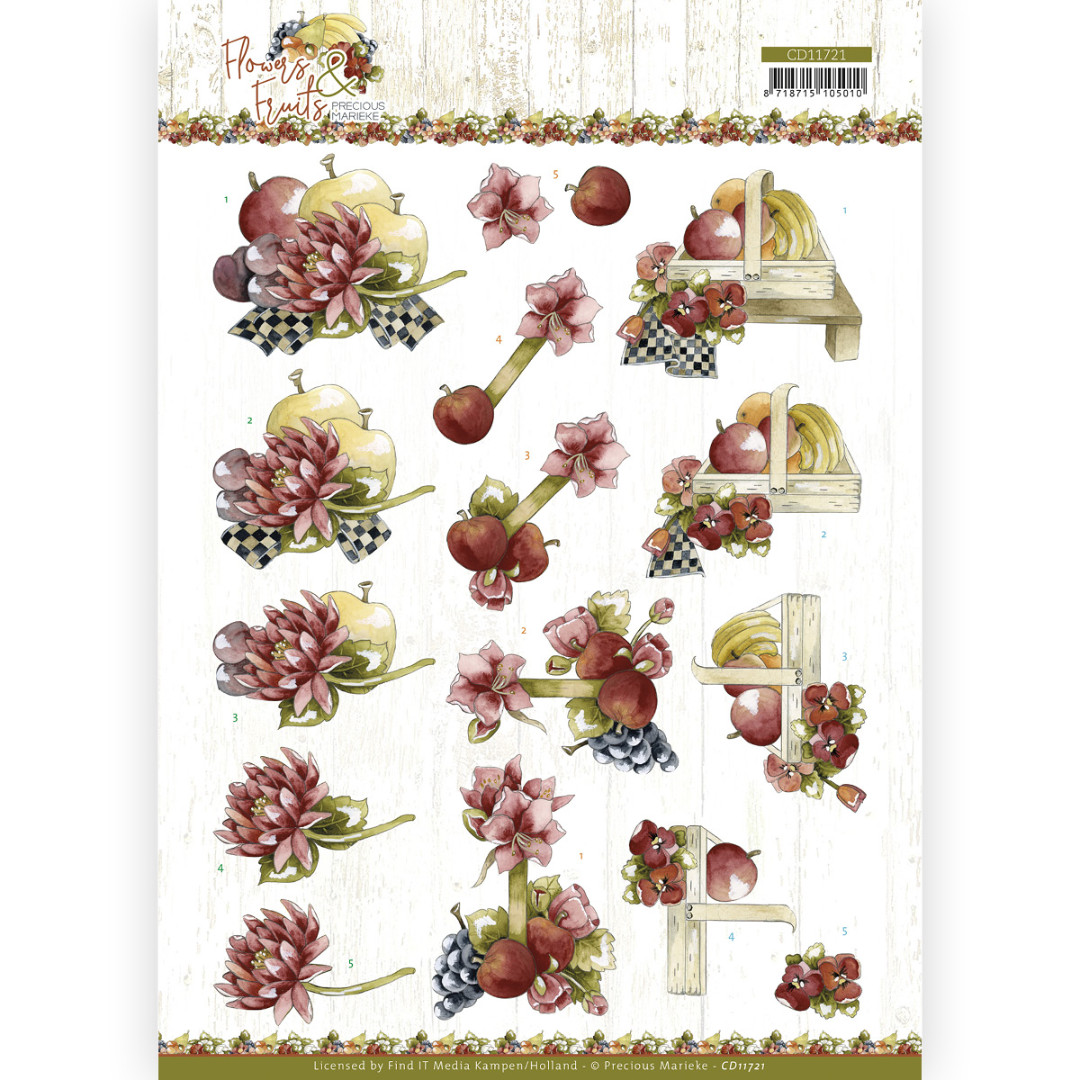 3D Cutting Sheet - Precious Marieke - Flowers and Fruits - Flowers and Apples 3D Cutting Sheet - Precious Marieke - Flowers and Fruits - Flowers and Apples