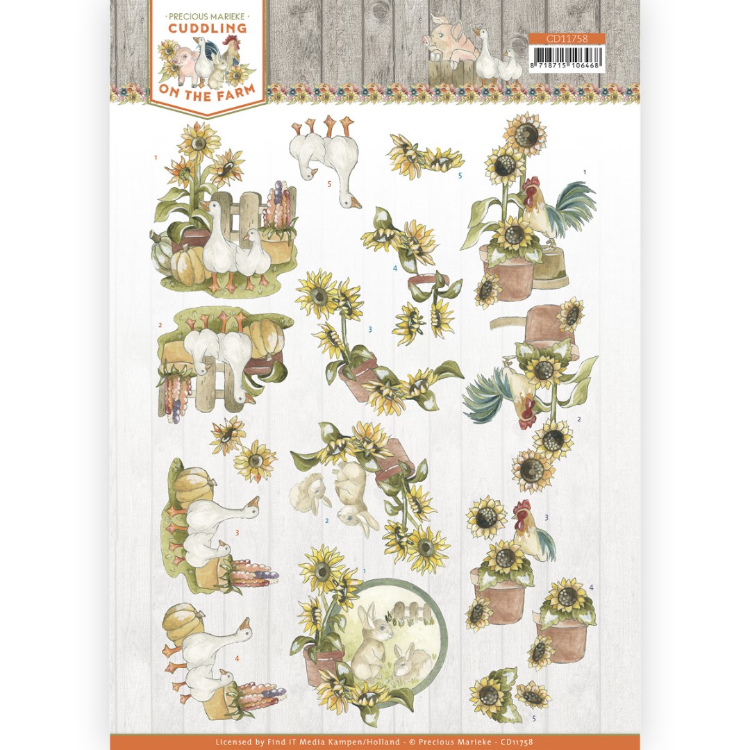 3D Cutting Sheet - Precious Marieke - Cuddling on the Farm - Goose
