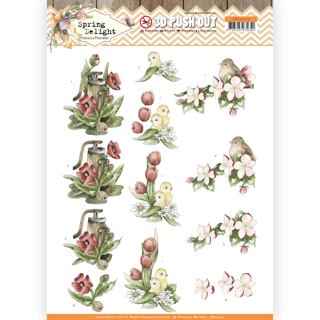 Red Flowers Spring Delight 3D-Push-Out Sheet by Precious Marieke Red Flowers Spring Delight 3D-Push-Out Sheet by Precious Marieke