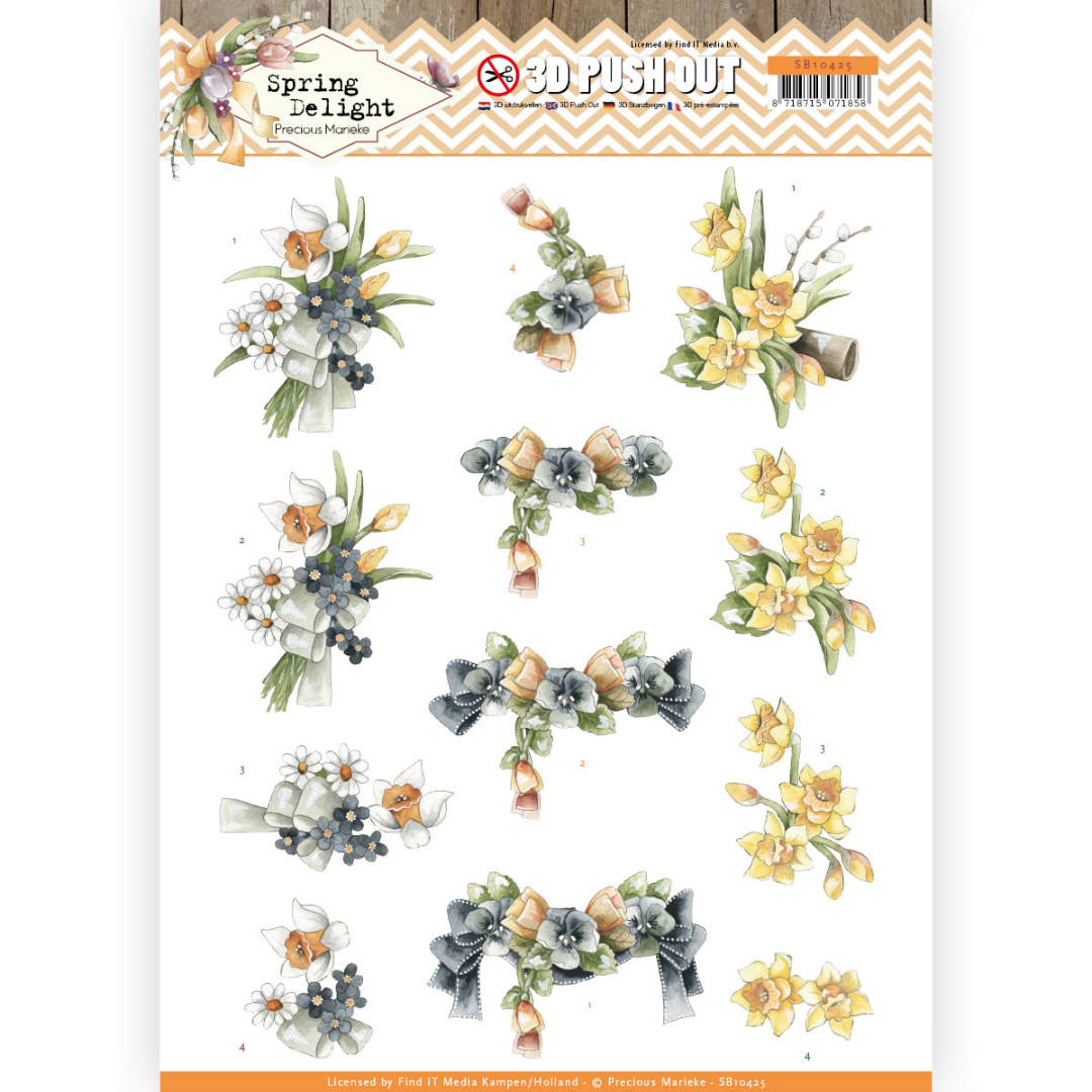 Violets and Daffodils Spring Delight 3D-Push-Out Sheet by Precious Marieke Violets and Daffodils Spring Delight 3D-Push-Out Sheet by Precious Marieke