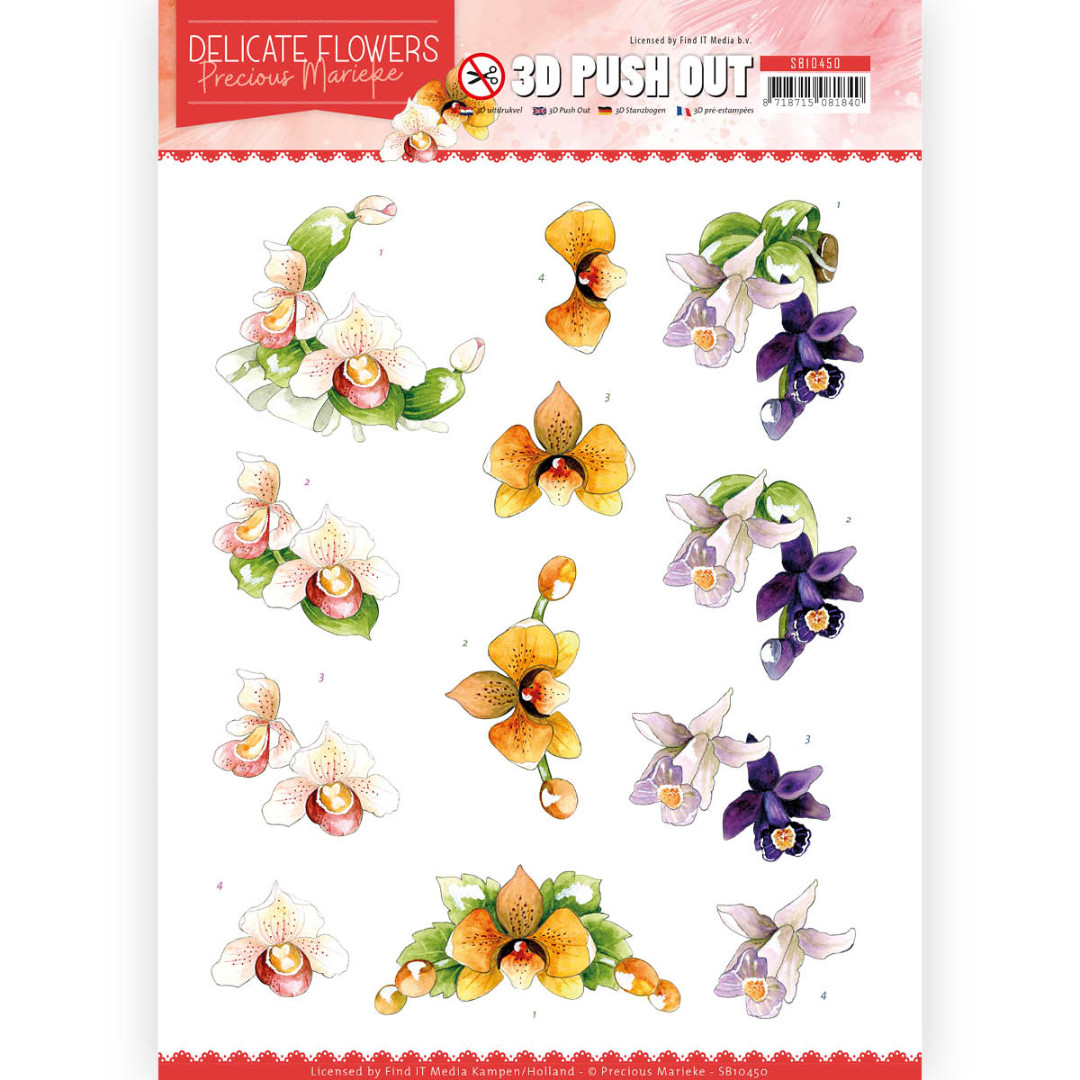 Orchid Delicate Flowers 3D-Push-Out Sheet by Precious Marieke Orchid Delicate Flowers 3D-Push-Out Sheet by Precious Marieke
