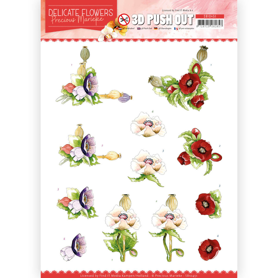 Poppy Delicate Flowers 3D-Push-Out Sheet by Precious Marieke Poppy Delicate Flowers 3D-Push-Out Sheet by Precious Marieke