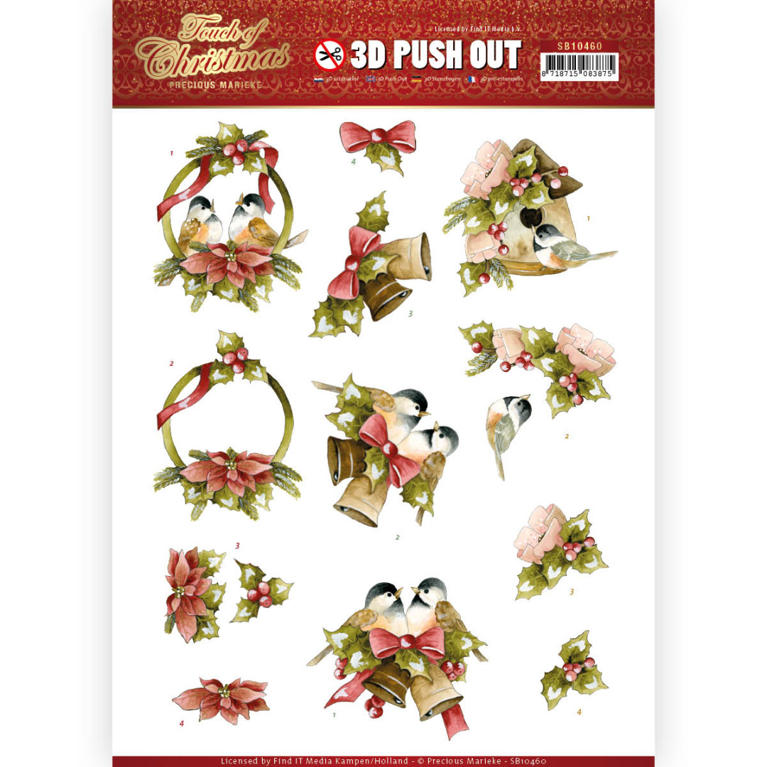 3D Push Out - Precious Marieke - Touch of Christmas - Birds 3D Push Out - Precious Marieke - Touch of Christmas - Birds