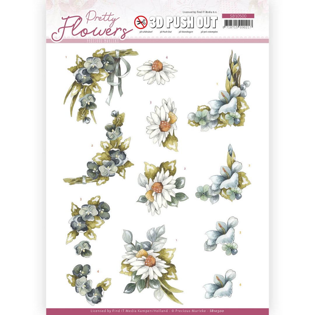 Pretty Flowers 3D-Push-Out Sheet by Precious Marieke Pretty Flowers 3D-Push-Out Sheet by Precious Marieke