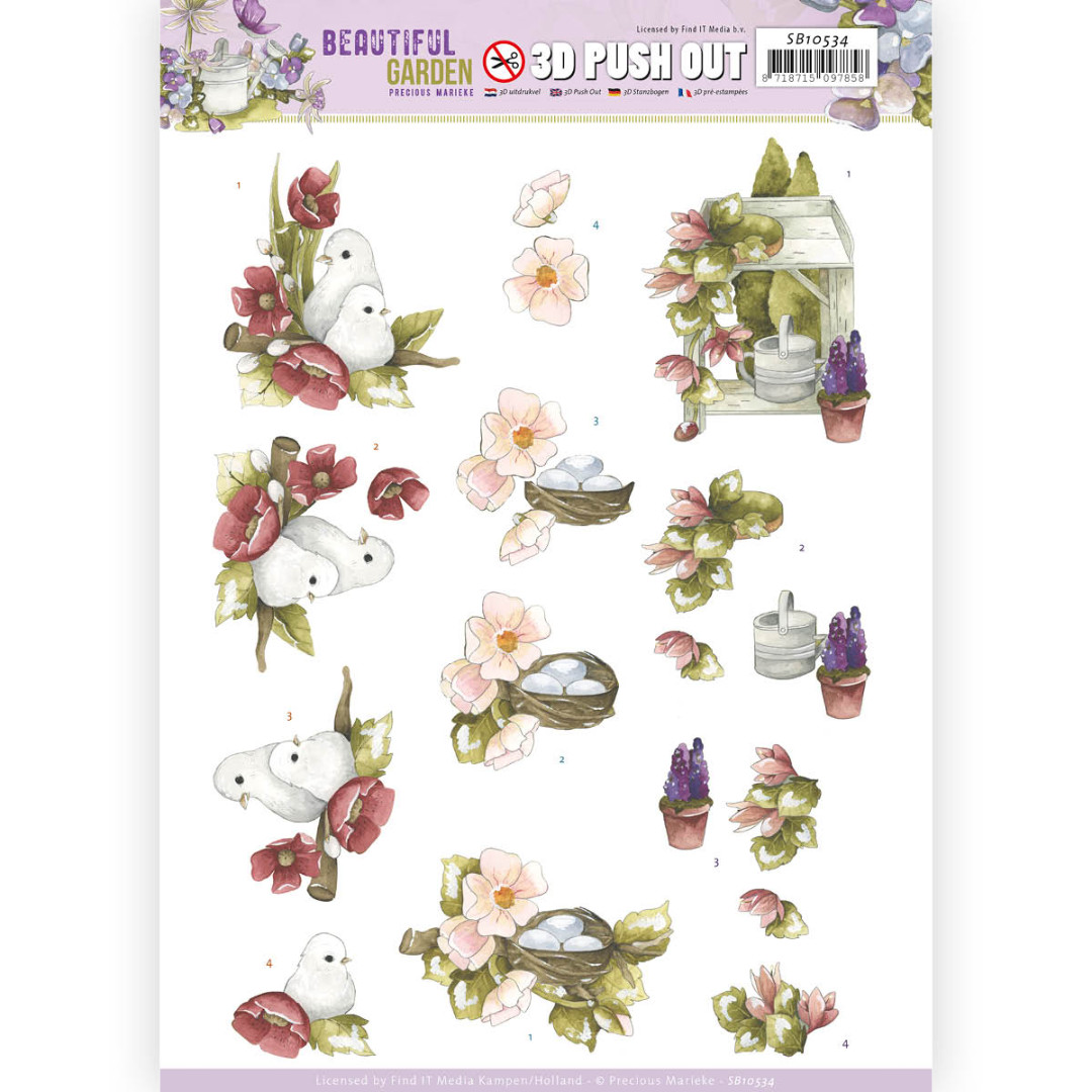 Pigeon Beautiful Garden 3D-Push-Out Sheet by Precious Marieke Pigeon Beautiful Garden 3D-Push-Out Sheet by Precious Marieke