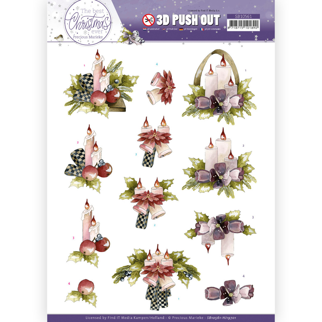 3D Push Out - Precious Marieke - The Best Christmas Ever - Red Apples and Candles 3D Push Out - Precious Marieke - The Best Christmas Ever - Red Apples and Candles